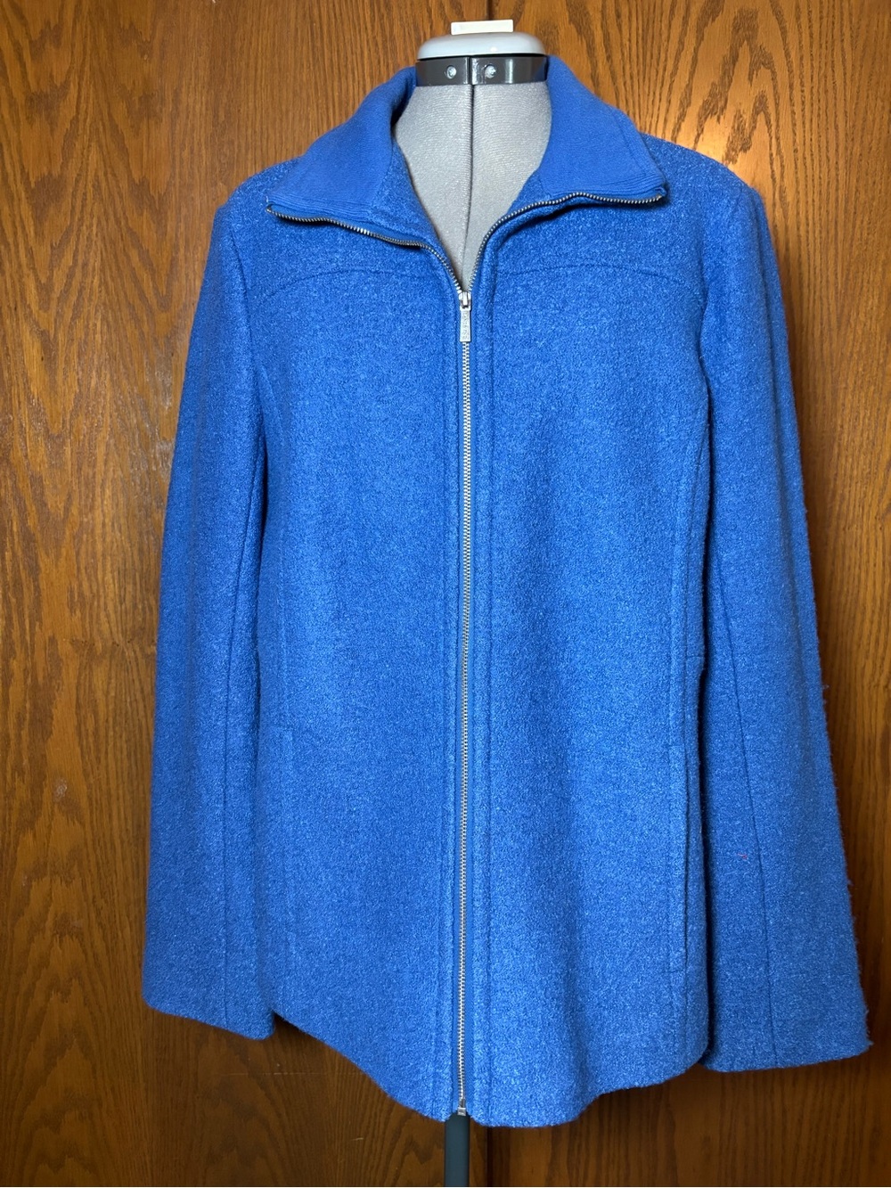 Lands End Women's Zip-Up Coat in Bright Blue -  size 14.